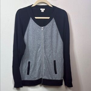 (R4) J.CREW Men's Gray and Black Zip-Up Jacket, Size XL